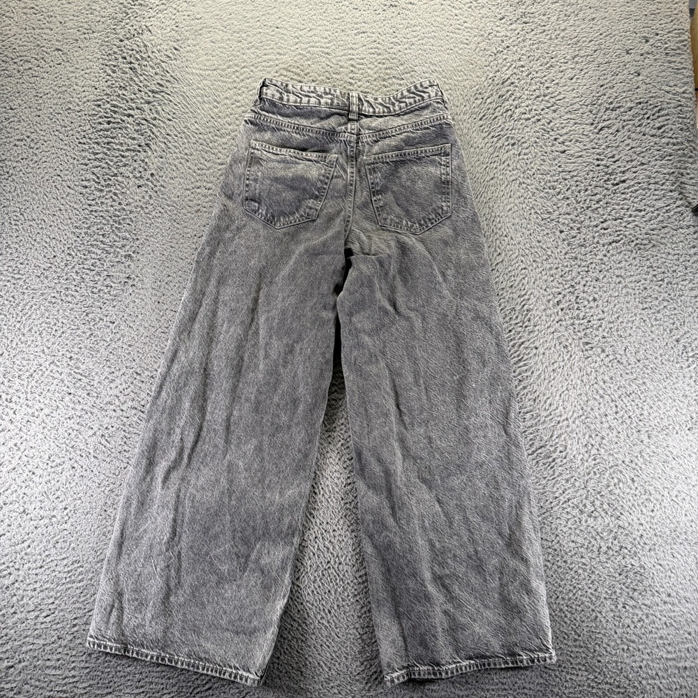 H&M Divided Jeans Women 0 Gray Cotton Denim Wide-Leg Travel Workwear Dark Wash - Picture 6 of 12
